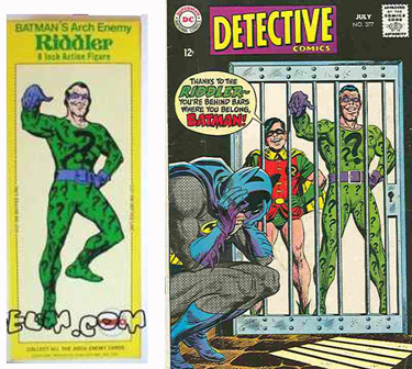 Mego Riddler Box was made from Carmine Infantino Art