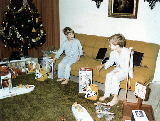 Childhood pic of me & brother W/ Evel Knievel Stunt set